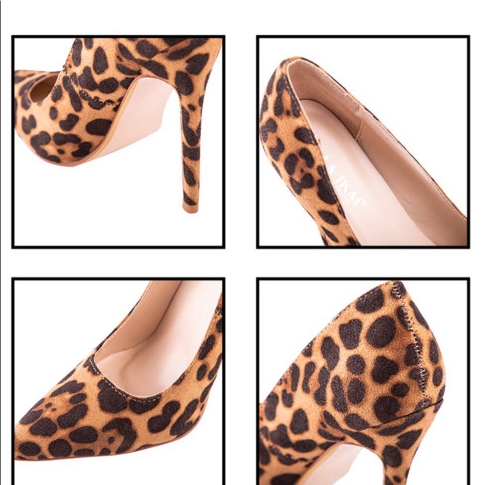 Super Sexy, Leopard Stiletto Pointed Toe Pumps 8M - Picture 5 of 8